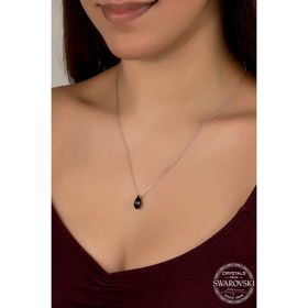Gumush T7645 Swarovski Crystal Taşlı Drop Kesim Kadın Gümüş Kolye