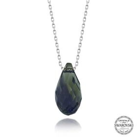 Gumush T7645 Swarovski Crystal Taşlı Drop Kesim Kadın Gümüş Kolye