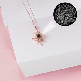 Gumush T7654 Rose 100 Dilde Seni Seviyorum Kutup Yıldızı Kadın Gümüş Kolye