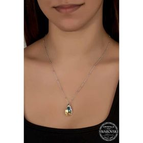 Gumush T7660 Swarovski Crystal Taşlı Top Zincir Damla Kadın Gümüş Kolye