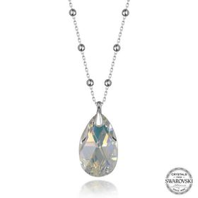 Gumush T7660 Swarovski Crystal Taşlı Top Zincir Damla Kadın Gümüş Kolye