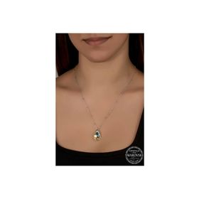 Gumush T7660 Swarovski Crystal Taşlı Top Zincir Damla Kadın Gümüş Kolye