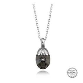 Gumush T7669 Swarovski Crystal Taşlı Top Zincir Oval Kadın Gümüş Kolye