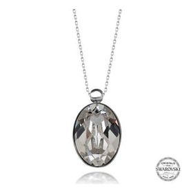 Gumush T7669 Swarovski Crystal Taşlı Top Zincir Oval Kadın Gümüş Kolye