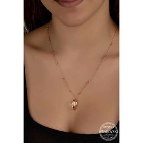 Gumush T7688 Crystal Taşlı Rose Top Zincir Kadın Gümüş Kolye