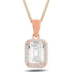 Gumush T7705 Rose Baget Taşlı Kadın Gümüş Kolye
