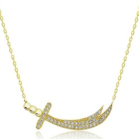 Gumush T7728 Gold Zülfikar Kılıcı Kadın Gümüş Kolye