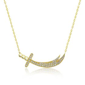 Gumush T7728 Gold Zülfikar Kılıcı Kadın Gümüş Kolye