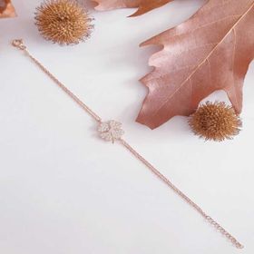 Gumush T7758 Rose Kalpli Yonca Kadın Gümüş Bileklik