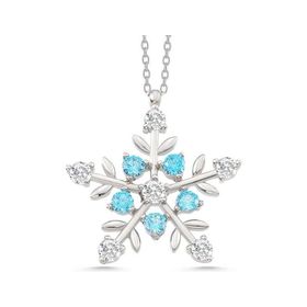 Gumush T7774 Gümüş Aquamarine Taşlı Kar Tanesi Kadın Kolye