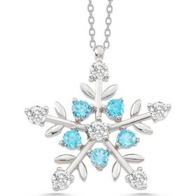 Gumush T7774 Gümüş Aquamarine Taşlı Kar Tanesi Kadın Kolye