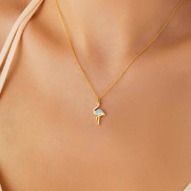 Gumush T7789 Gümüş Gold Flamingo Kadın Kolye