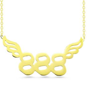 Gumush T7845 Gold 888 Melek Sayısı Kadın Gümüş Kolye
