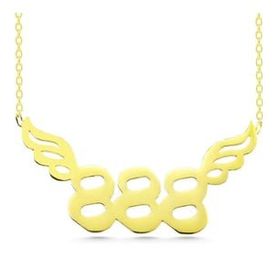 Gumush T7845 Gold 888 Melek Sayısı Kadın Gümüş Kolye