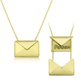 Gumush T7889 Gold Sevgiliye Mektup Kadın Gümüş Kolye