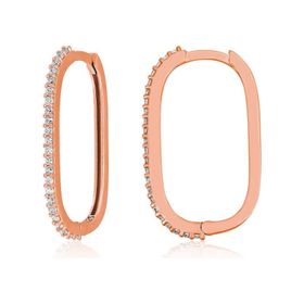 Gumush T7891 Rose Zirkon Taşlı Halka Kadın Gümüş Küpe