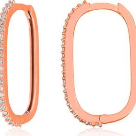 Gumush T7891 Rose Zirkon Taşlı Halka Kadın Gümüş Küpe