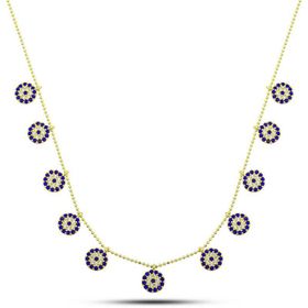 Gumush T7898 Gold Nazarlı Şans Kadın Gümüş Kolye