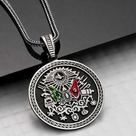 Gumush T7928 Osmanlı Armalı Erkek Gümüş Kolye