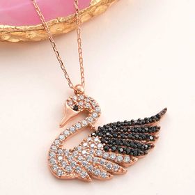 Gumush T7954 Rose Kuğu Kadın Gümüş Kolye