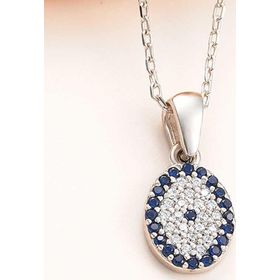 Gumush T7968 Oval Nazar Kadın Gümüş Kolye