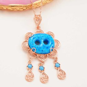 Gumush T7985 Gümüş Rose Süryani Gözü Kadın Kolye