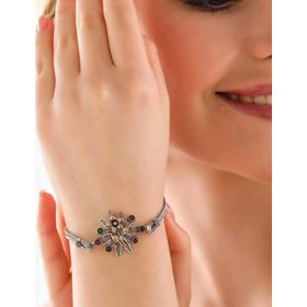 Gumush T7995 Çiçek Otantik Kadın Gümüş Bileklik