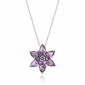 Gumush T8002 Mor Lotus Çiçeği Kadın Gümüş Kolye