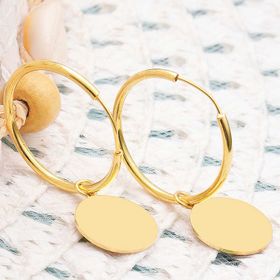 Gumush T8028 Gold Sallantılı Halka Kadın Gümüş Küpe