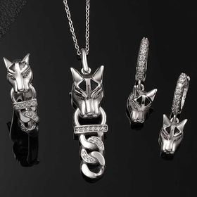 Gumush T8037 Kaplan Figürlü Kadın Gümüş Set