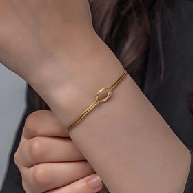 Gumush T8074 Gold Aşk Düğüm Kadın Gümüş Bileklik