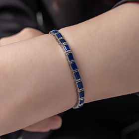 Gumush T8088 Mavi Taşlı Su Yolu Kadın Gümüş Bileklik