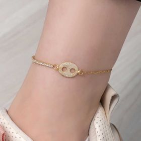Gumush T8134 Gold Gemici Figürlü Gümüş Halhal