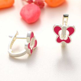 Gumush T8149 Pembe Kelebek Çocuk Gümüş Küpe