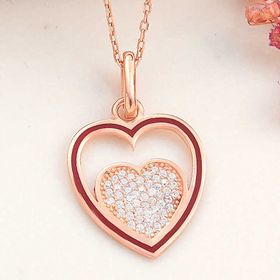 Gumush T8185 Rose Kalp Kadın Gümüş Kolye