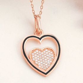 Gumush T8186 Rose Kalp Kadın Gümüş Kolye