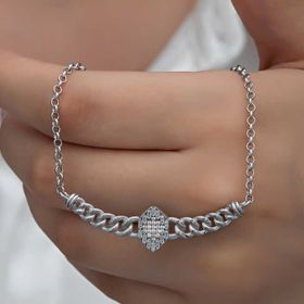 Gumush T8196 Gurmet Zincirli Baget Taşlı Kadın Gümüş Kolye