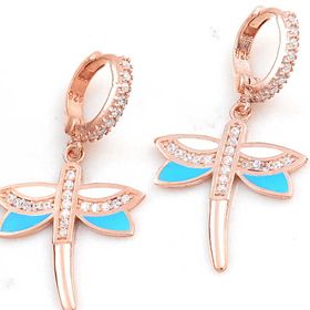 Gumush T8215 ​Rose Sallantılı Yusufcuk Kadın Gümüş Küpe