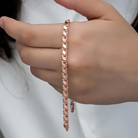 Gumush T8277 Rose Pullu Zincir Kadın Gümüş Bileklik