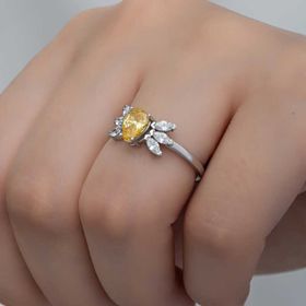 Gumush T8295 Gümüş Sarı Damla Zirkon Taşlı Kadın Yüzük