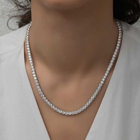 Gumush T8333 Gümüş 6 mm Beyaz Taşlı Su Yolu Kadın Kolye