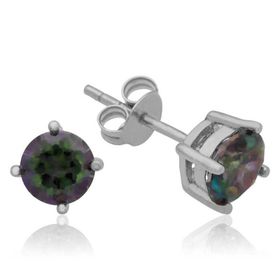 Gumush T8334 Gümüş 5 mm Mistik Topaz Çivili Küpe