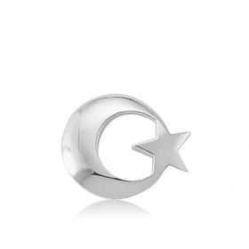 Gumush T8339 Gümüş Ay Yıldız Rozet