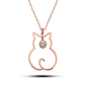 Gumush T8346 Nisan Ayı Doğum Taşı Kedi Kadın Gümüş Kolye