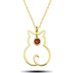 Gumush T8347 Ocak Ayı Doğum Taşı Kedi Kadın Gümüş Kolye