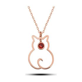Gumush T8347 Ocak Ayı Doğum Taşı Kedi Kadın Gümüş Kolye