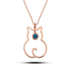 Gumush T8352 Aralık Ayı Doğum Taşı Kedi Kadın Gümüş Kolye