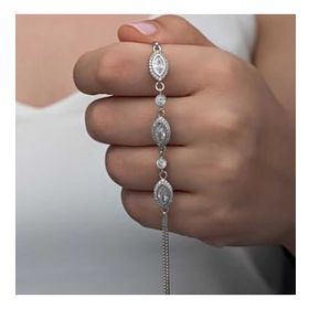 Gumush T8364 Mekik Zirkon Taşlı Kadın Gümüş Bileklik