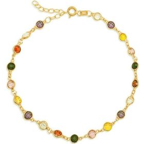 Gumush T8373 Gold Renkli Taşlı Kadın Gümüş Bileklik