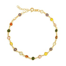 Gumush T8373 Gold Renkli Taşlı Kadın Gümüş Bileklik